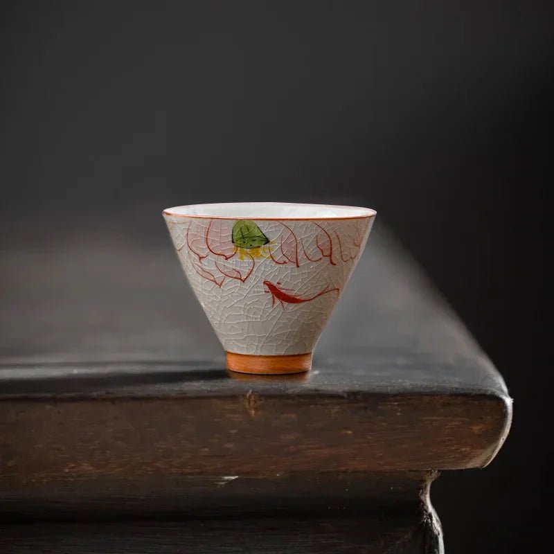 Hand Painted Lotus Teacup Ceramics Master cup Vintage Chinese Kung Fu Tea Bowl Teahouse Drinking Utensils Meditation Cup 60ml - China Tea Store