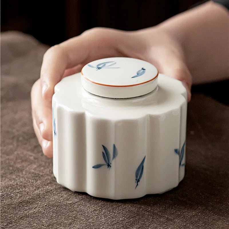 Hand Painted Orchid Tea Caddy Ceramic Jar Sealed Jar Portable Tea Box Storage Tank Storage Box Tea Container Tea Can Candy Jars - China Tea Store