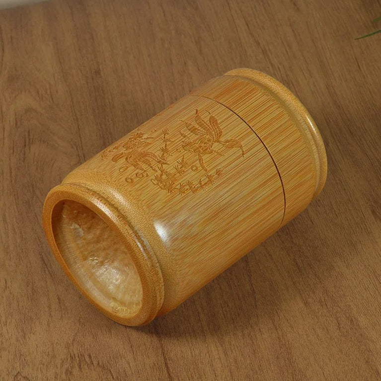 Handmade Bamboo Tea Storage Box Carved Tea Canister Lid Seal Kitchen Storage Jars Accessories Spice Box Case Organizer - China Tea Store