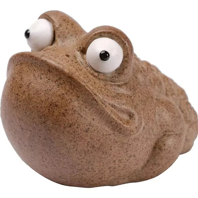 Handmade Coarse Pottery Large Eyes Clay Toad Tea Pet Figurine, Gongfu Tea Accessories, Tea Sets, Zen Animal Cute, Modern Style, - China Tea Store