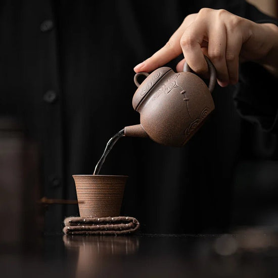 Handmade Rock Auspicious Clouds Hand Grasp Teapot Japanese Ceramic Small Single Tea Making Pot Tea Infuser Cha Hai - China Tea Store