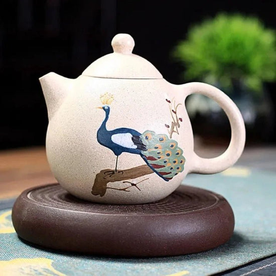 Handpainted Peacock Dragon Egg Teapot Yixing Purple Clay Tea Pot Raw Ore White Mud Ball Hole Filter Kettle Zisha Tea Set 220ml - China Tea Store