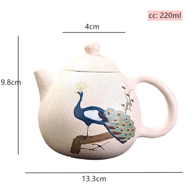 Handpainted Peacock Dragon Egg Teapot Yixing Purple Clay Tea Pot Raw Ore White Mud Ball Hole Filter Kettle Zisha Tea Set 220ml - China Tea Store