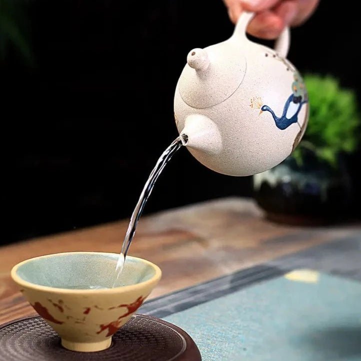 Handpainted Peacock Dragon Egg Teapot Yixing Purple Clay Tea Pot Raw Ore White Mud Ball Hole Filter Kettle Zisha Tea Set 220ml - China Tea Store