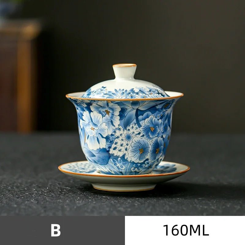 High - quality Retro Ru Kiln Tea Tureen Ceramic Sancai Cover Bowl Tea Maker Gaiwan Can Raise Kung Fu Teaware - China Tea Store