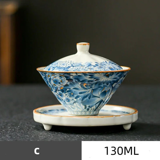 High - quality Retro Ru Kiln Tea Tureen Ceramic Sancai Cover Bowl Tea Maker Gaiwan Can Raise Kung Fu Teaware - China Tea Store