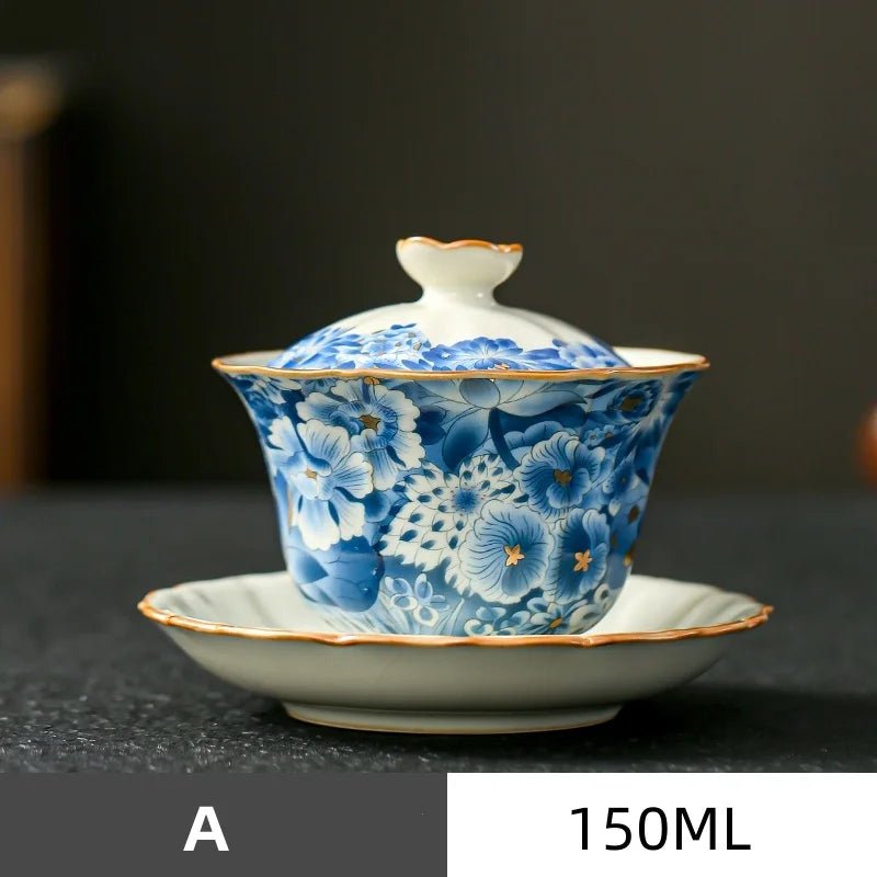 High - quality Retro Ru Kiln Tea Tureen Ceramic Sancai Cover Bowl Tea Maker Gaiwan Can Raise Kung Fu Teaware - China Tea Store