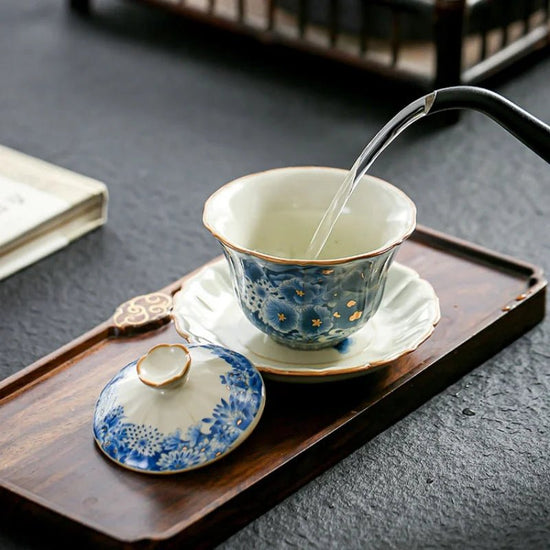 High - quality Retro Ru Kiln Tea Tureen Ceramic Sancai Cover Bowl Tea Maker Gaiwan Can Raise Kung Fu Teaware - China Tea Store