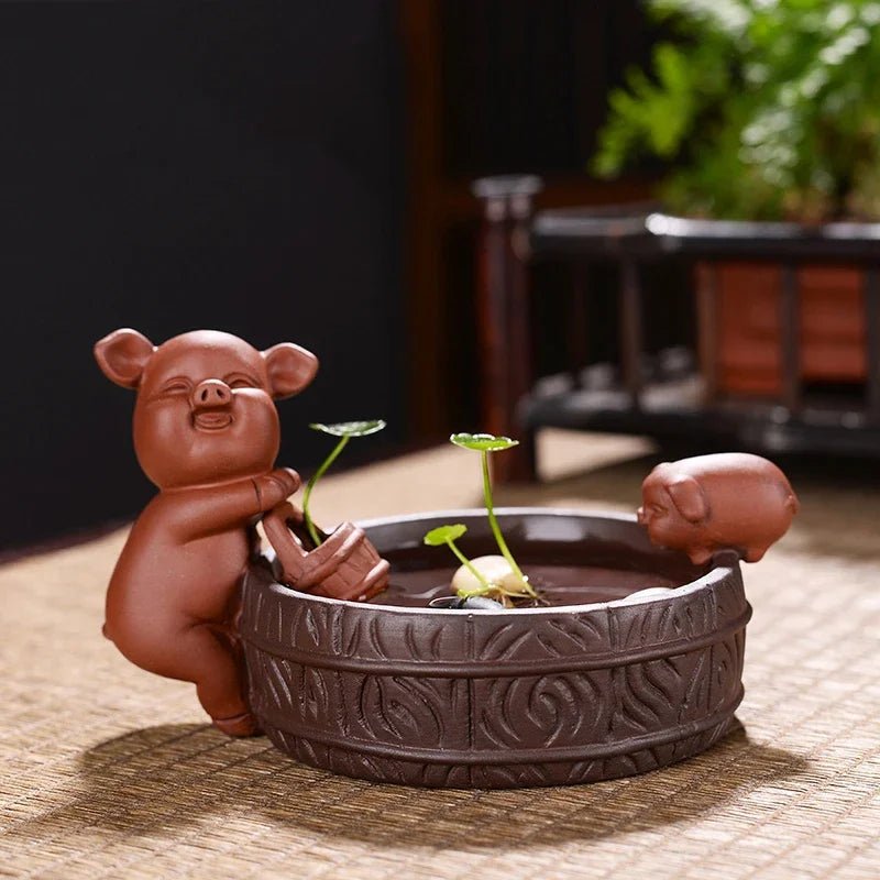 Home Decoration Creative Furnishings Tea Pet Pig Lucky Purple Sand Ornaments Zen Ceremony Handmade - China Tea Store