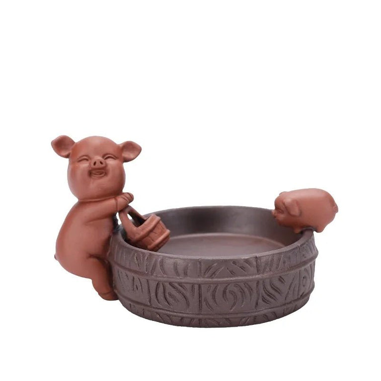 Home Decoration Creative Furnishings Tea Pet Pig Lucky Purple Sand Ornaments Zen Ceremony Handmade - China Tea Store