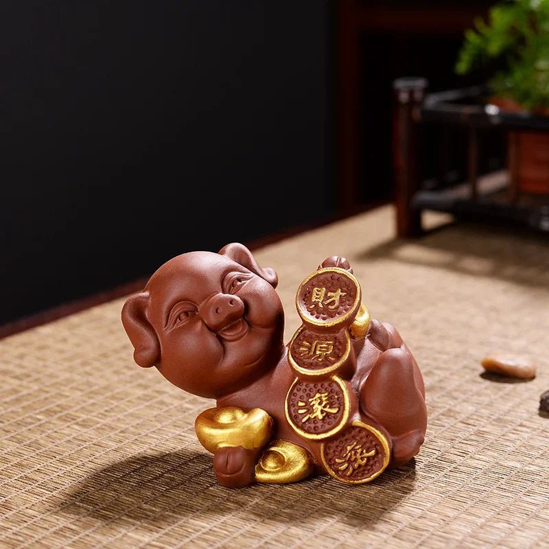 Home Decoration Creative Furnishings Tea Pet Pig Lucky Purple Sand Ornaments Zen Ceremony Handmade - China Tea Store