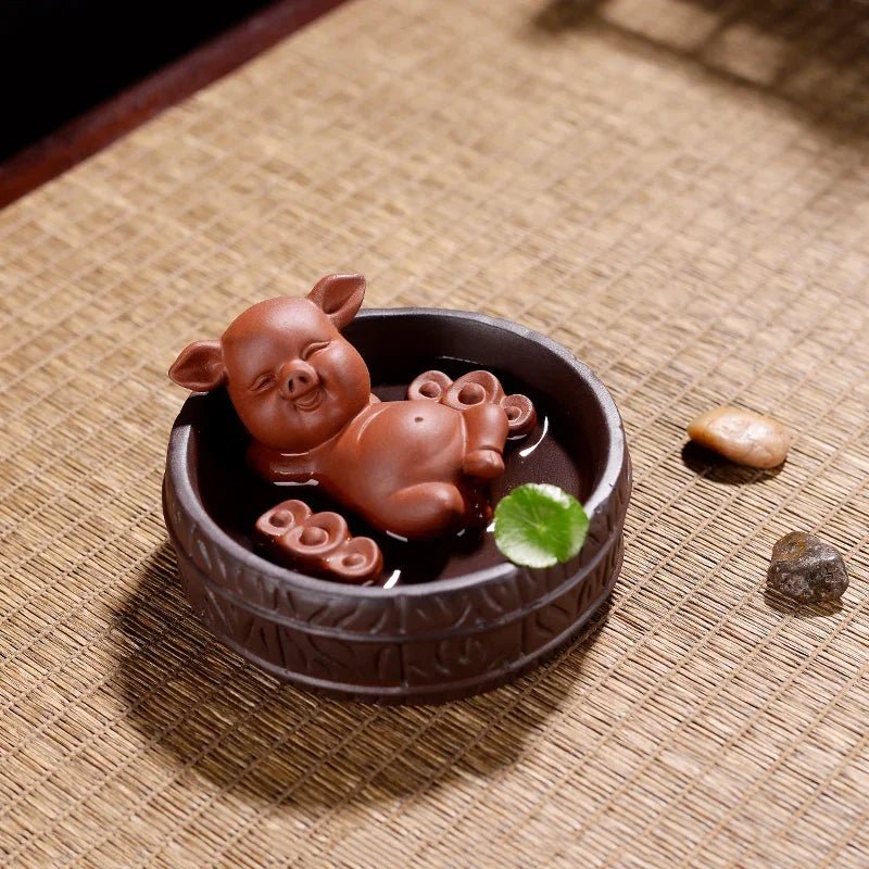 Home Decoration Creative Furnishings Tea Pet Pig Lucky Purple Sand Ornaments Zen Ceremony Handmade - China Tea Store