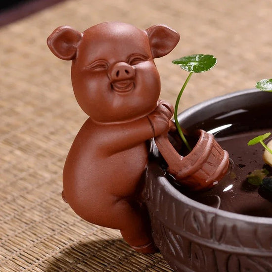 Home Decoration Creative Furnishings Tea Pet Pig Lucky Purple Sand Ornaments Zen Ceremony Handmade - China Tea Store