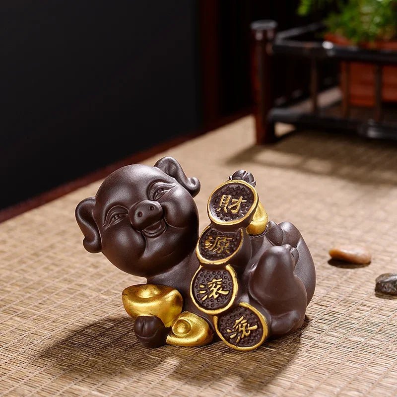 Home Decoration Creative Furnishings Tea Pet Pig Lucky Purple Sand Ornaments Zen Ceremony Handmade - China Tea Store