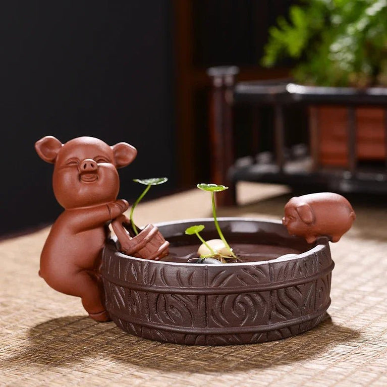 Home Decoration Creative Furnishings Tea Pet Pig Lucky Purple Sand Ornaments Zen Ceremony Handmade - China Tea Store