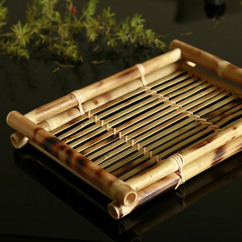 Japanese cuisine plate sushi bamboo woven tray rectangular tea plate fruit plate meal plate basket vegetable basket - China Tea Store