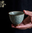 Japanese old rock clay powder tea cup personal home master cup hand - relief single cup ceramic coarse pottery tea set - China Tea Store