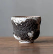 Japanese old rock clay powder tea cup personal home master cup hand - relief single cup ceramic coarse pottery tea set - China Tea Store