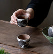 Japanese old rock clay powder tea cup personal home master cup hand - relief single cup ceramic coarse pottery tea set - China Tea Store