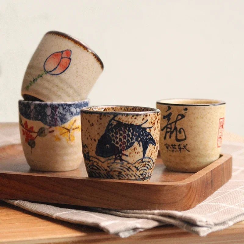 Japanese - style ceramic antique white wine cup sake set home retro coffee cup wine pot shochu classical cup - China Tea Store