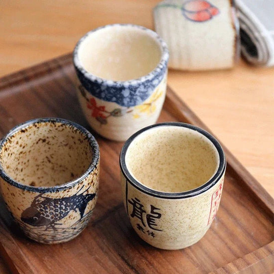 Japanese - style ceramic antique white wine cup sake set home retro coffee cup wine pot shochu classical cup - China Tea Store