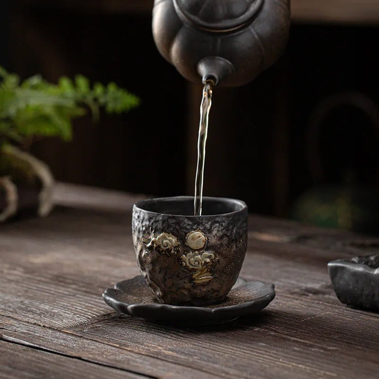 Japanese - Style Gold - Plated Iron Glazed Teacups, Tea Cups, Ceramic Kung Fu Teacups, Retro scented Cups, Small Master Cups and Sce - China Tea Store