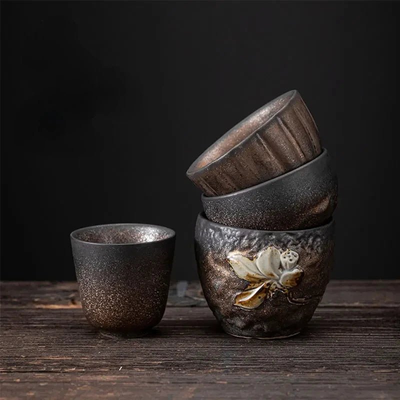 Japanese - Style Gold - Plated Iron Glazed Teacups, Tea Cups, Ceramic Kung Fu Teacups, Retro scented Cups, Small Master Cups and Sce - China Tea Store