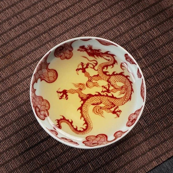 Jingdezhen Ceramic Teacup Imitation Yuan Glazed Red Dragon Pattern Master Cup Retro Chinese Style for Pu'er Tea - China Tea Store