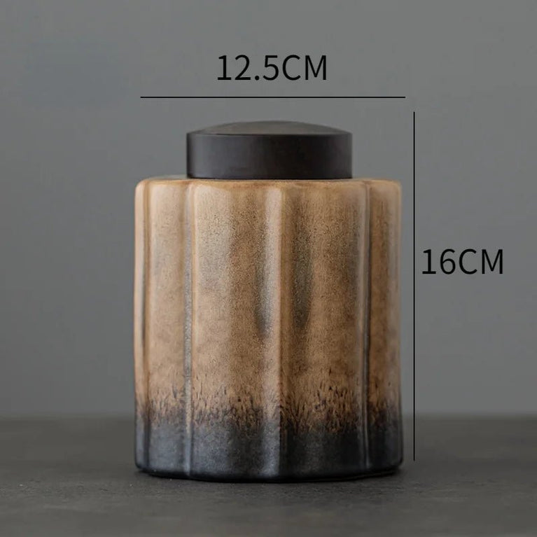 Kiln Change Tea Cans Ceramic Large Black Lid Household Tea Cans Sealed Cans Square Pu'er Tea Packaging Boxes Tea Storage Jars - China Tea Store