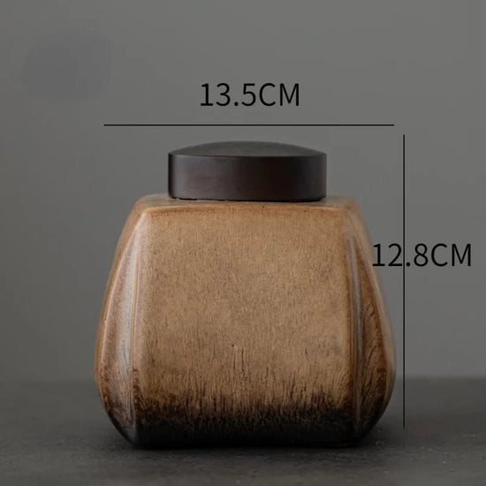 Kiln Change Tea Cans Ceramic Large Black Lid Household Tea Cans Sealed Cans Square Pu'er Tea Packaging Boxes Tea Storage Jars - China Tea Store