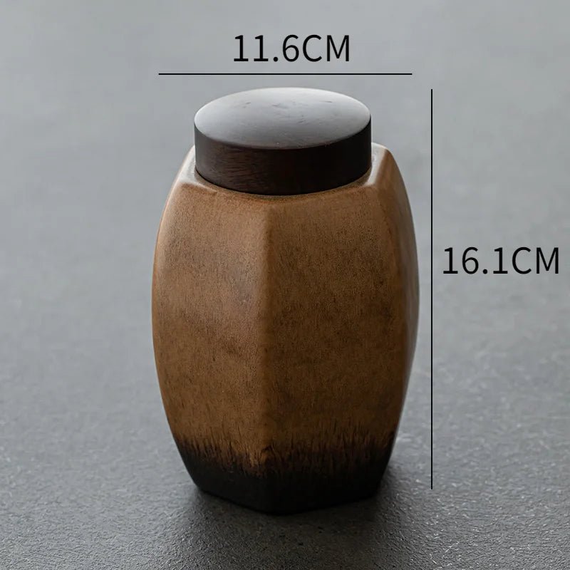 Kiln Change Tea Cans Ceramic Large Black Lid Household Tea Cans Sealed Cans Square Pu'er Tea Packaging Boxes Tea Storage Jars - China Tea Store