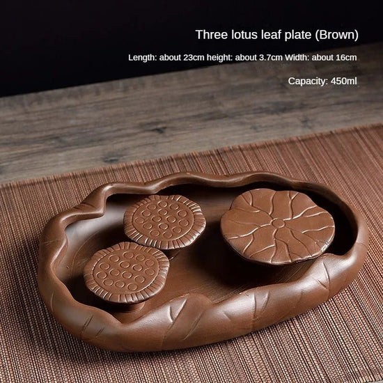 Kungfu Puer Tea Tray Rectangle Lotus Recruiting Wealth Black Tea Tray With Drainage Multifunctional Chinese Purple Sand Wooden - China Tea Store