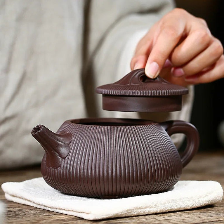 Large capacity 390ml Yixing classic tea pot purple clay Stone scoop teapot beauty kettle Raw ore Handmade Tea set Customized - China Tea Store