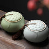 Large Lotus Ceramic Tea Caddy Teaware Coarse Pottery Sealed Pot Household Tea Tins Tea Storage Tea Container Tea Organizer