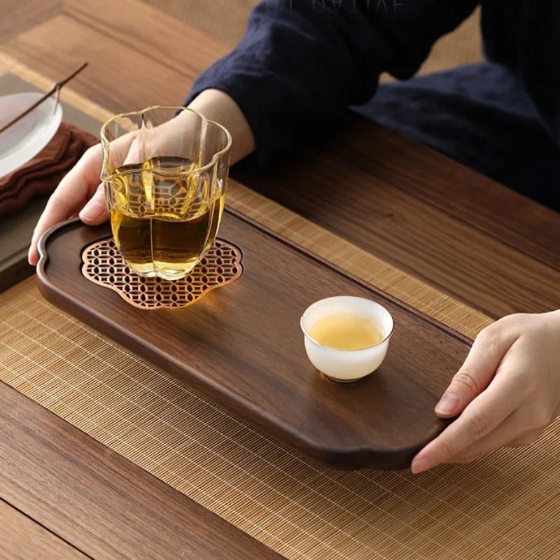 Light Luxury New Chinese Black Walnut Gong Fu Tea Tray Rectangle Storage Dish for Tea Plate Teaware - China Tea Store