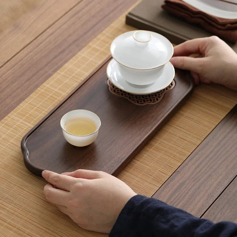 Light Luxury New Chinese Black Walnut Gong Fu Tea Tray Rectangle Storage Dish for Tea Plate Teaware - China Tea Store