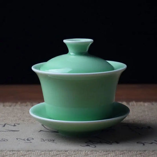 Longquan Celadon Porcelain Gaiwan China Teacups Crackle Glaze Teapot Drinkware 150ml - China Tea Store