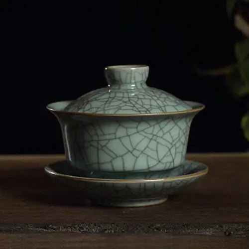 Longquan Celadon Porcelain Gaiwan China Teacups Crackle Glaze Teapot Drinkware 150ml - China Tea Store