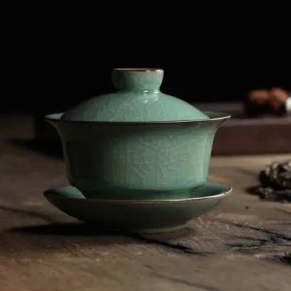 Longquan Celadon Porcelain Gaiwan China Teacups Crackle Glaze Teapot Drinkware 150ml - China Tea Store