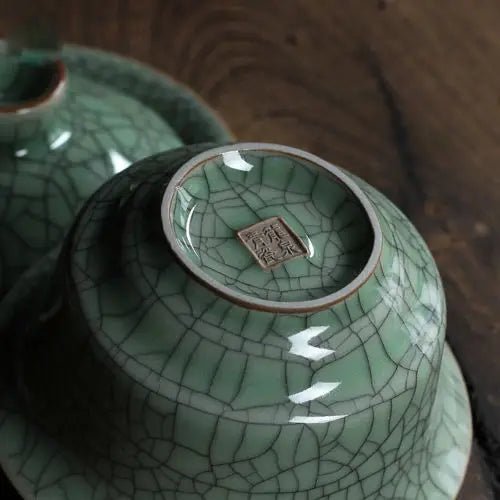 Longquan Celadon Porcelain Gaiwan China Teacups Crackle Glaze Teapot Drinkware 150ml - China Tea Store