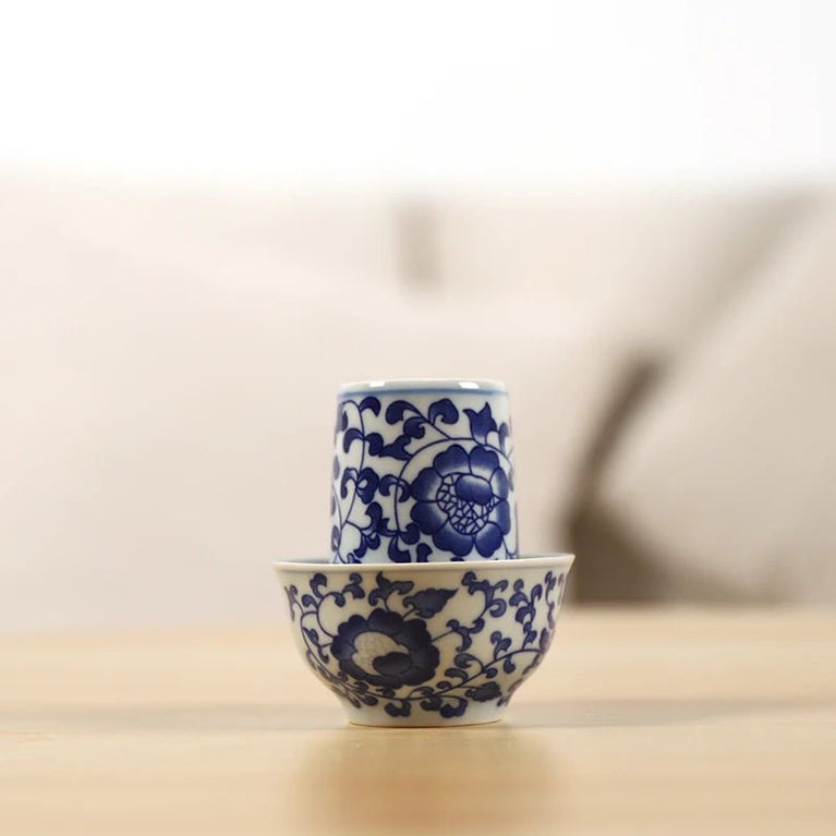 LUWU blue - and - white ceramic teacup porcelain wenxiang cup chinese kung fu cup drinkware - China Tea Store