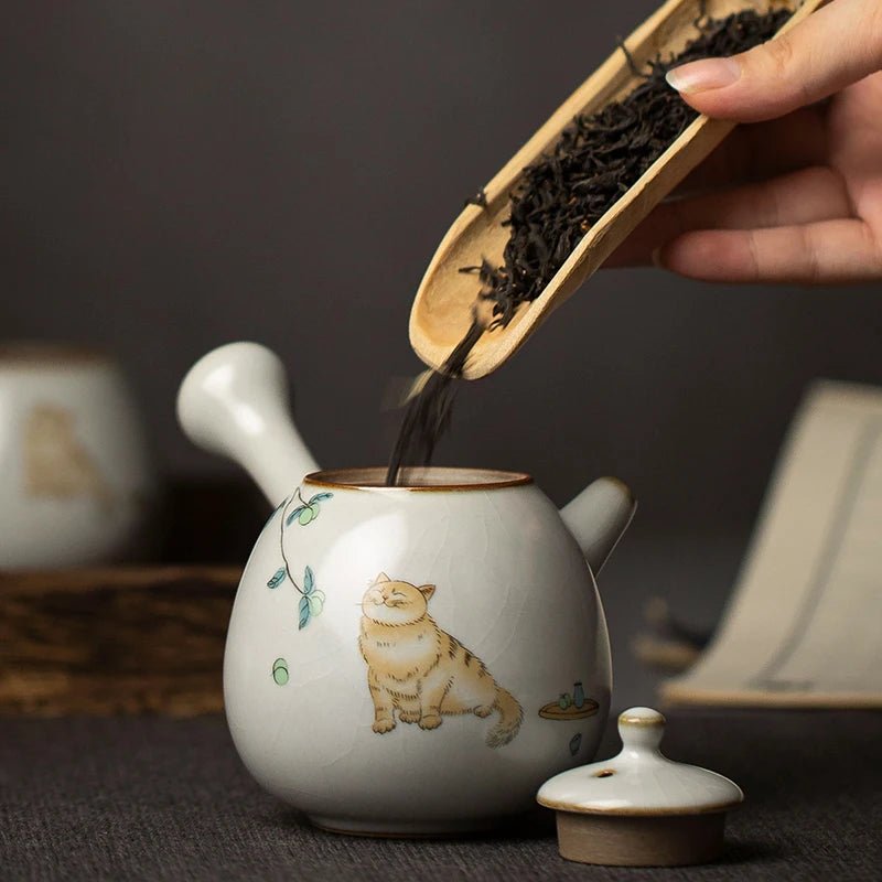 LUWU ceramic kyusu teapot cute cat tea pot chinese kung fu tea set - China Tea Store