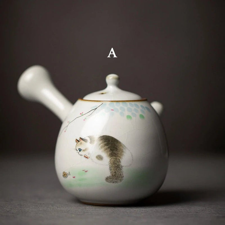 LUWU ceramic kyusu teapot cute cat tea pot chinese kung fu tea set - China Tea Store