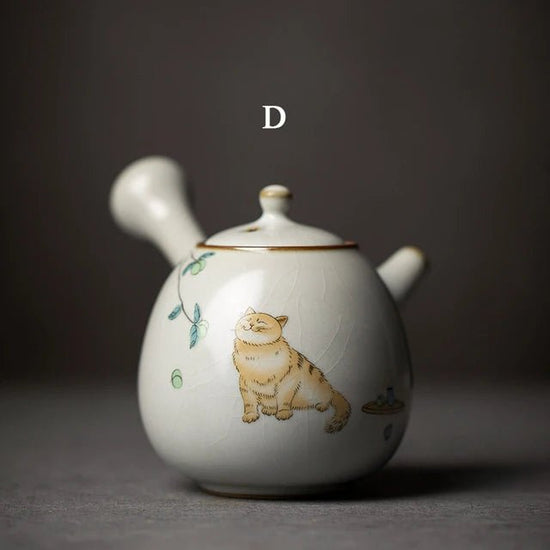 LUWU ceramic kyusu teapot cute cat tea pot chinese kung fu tea set - China Tea Store