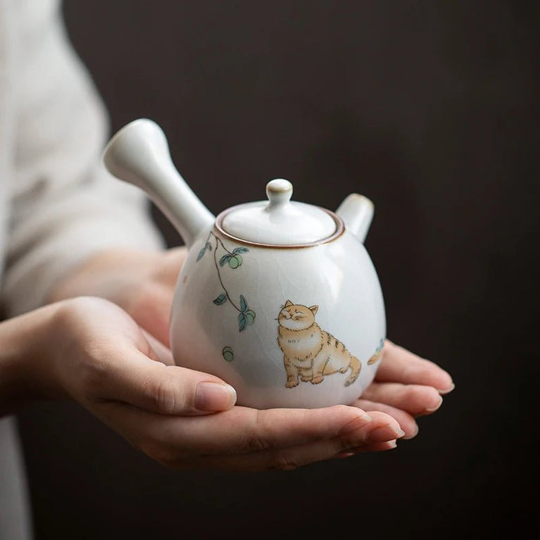 LUWU ceramic kyusu teapot cute cat tea pot chinese kung fu tea set - China Tea Store