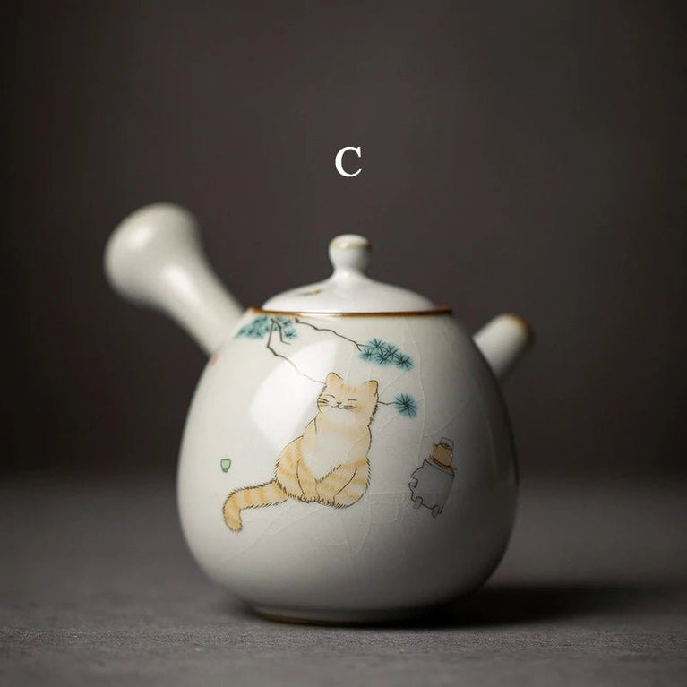 LUWU ceramic kyusu teapot cute cat tea pot chinese kung fu tea set - China Tea Store