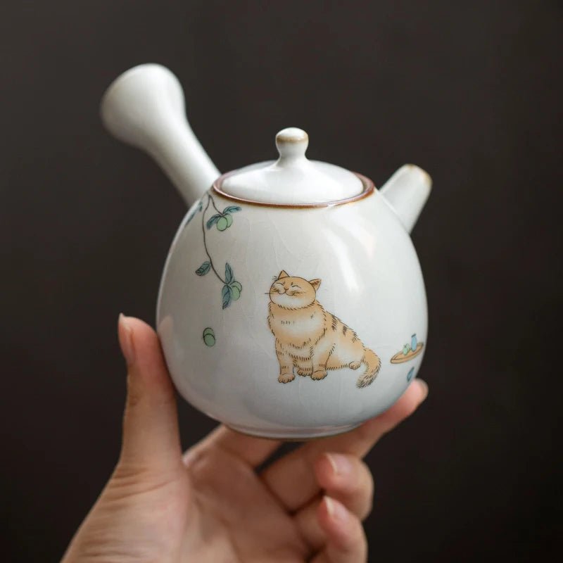 LUWU ceramic kyusu teapot cute cat tea pot chinese kung fu tea set - China Tea Store