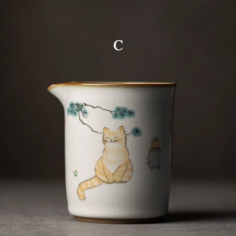 LUWU ceramic tea pitchers chahai cute cat chinese kung fu tea accessories 300ml - China Tea Store