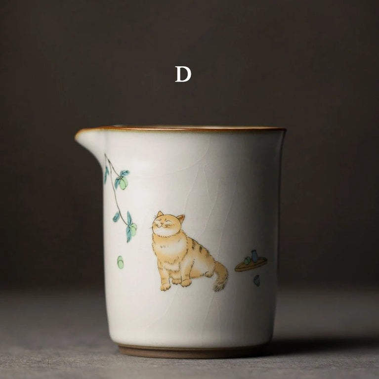 LUWU ceramic tea pitchers chahai cute cat chinese kung fu tea accessories 300ml - China Tea Store