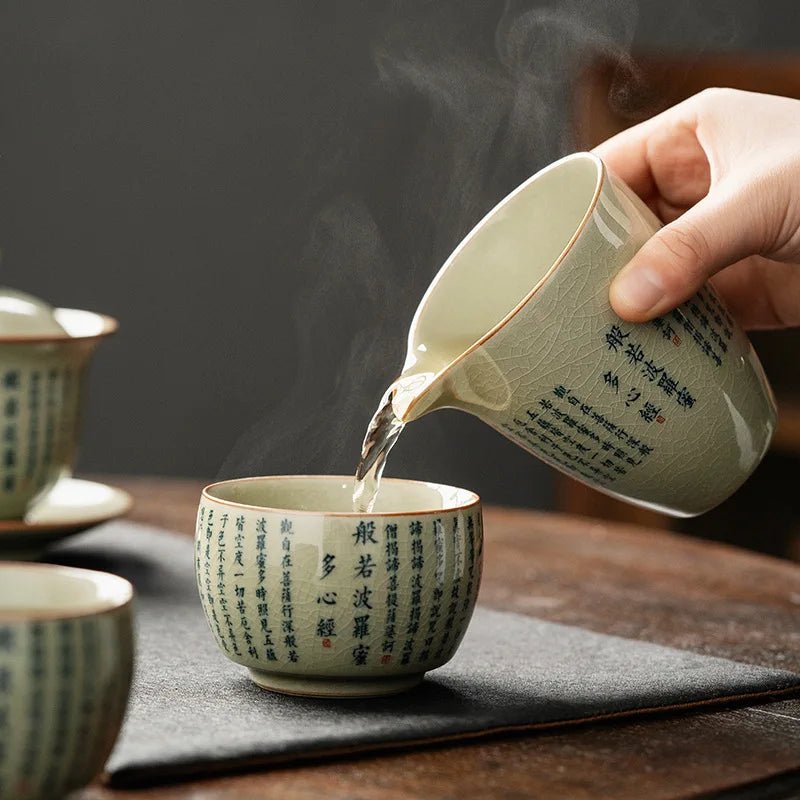 Prajna Paramita Heart Sutra Ceramic Opening Pottery Fair Cup Chinese Kung Fu Tea Zen Tea Sea Teacup Teaware Tea Ceremony Utensil - China Tea Store